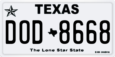 TX license plate DOD8668
