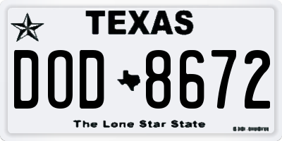 TX license plate DOD8672