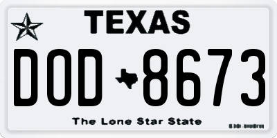 TX license plate DOD8673