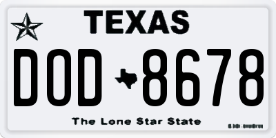 TX license plate DOD8678
