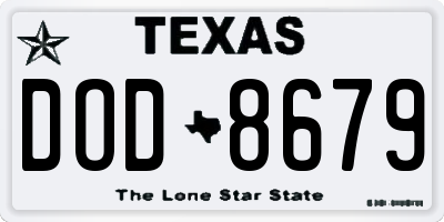 TX license plate DOD8679