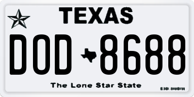 TX license plate DOD8688