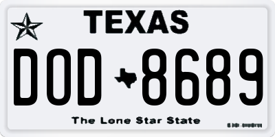 TX license plate DOD8689
