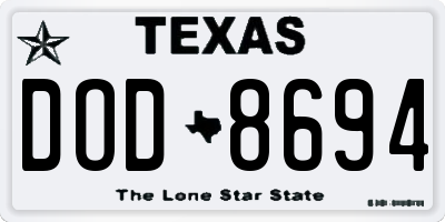 TX license plate DOD8694