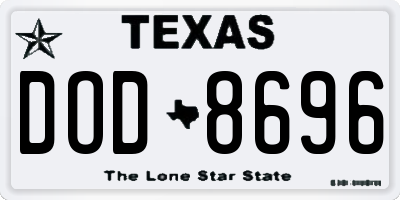 TX license plate DOD8696