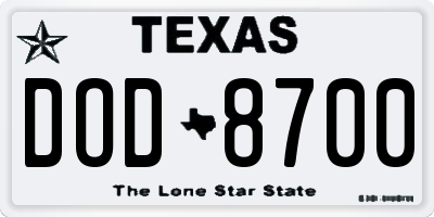 TX license plate DOD8700