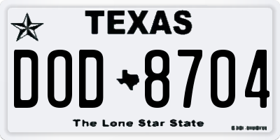 TX license plate DOD8704