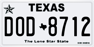 TX license plate DOD8712