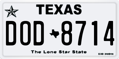TX license plate DOD8714