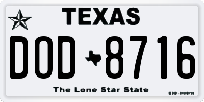 TX license plate DOD8716