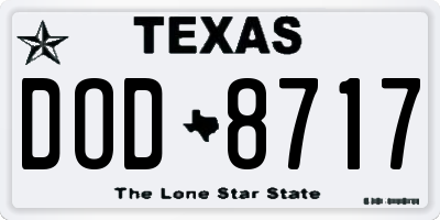 TX license plate DOD8717