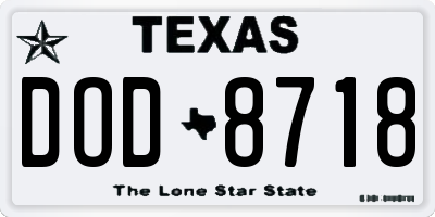 TX license plate DOD8718