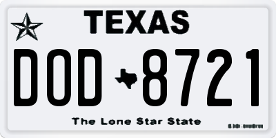 TX license plate DOD8721