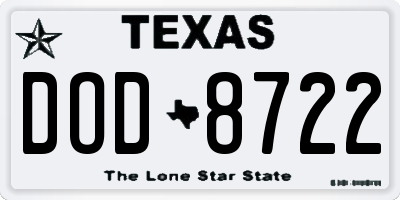 TX license plate DOD8722