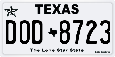 TX license plate DOD8723