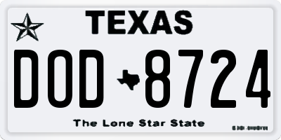 TX license plate DOD8724