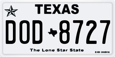 TX license plate DOD8727