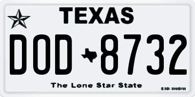 TX license plate DOD8732