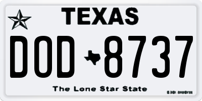 TX license plate DOD8737