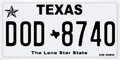 TX license plate DOD8740