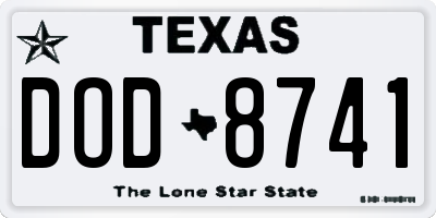 TX license plate DOD8741