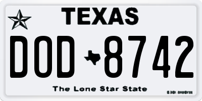 TX license plate DOD8742