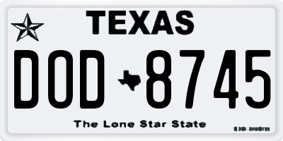 TX license plate DOD8745