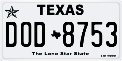 TX license plate DOD8753