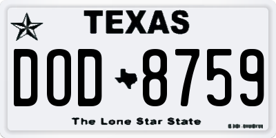 TX license plate DOD8759