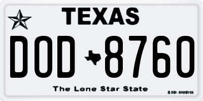 TX license plate DOD8760
