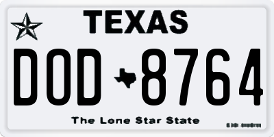 TX license plate DOD8764
