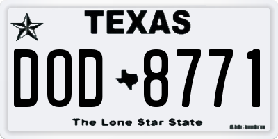 TX license plate DOD8771