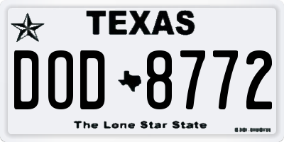 TX license plate DOD8772