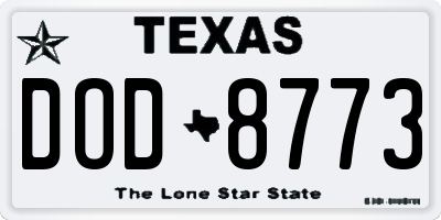 TX license plate DOD8773
