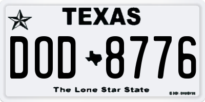 TX license plate DOD8776