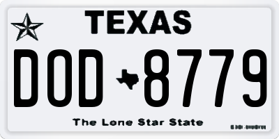 TX license plate DOD8779