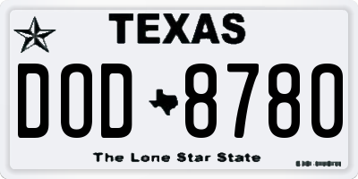 TX license plate DOD8780