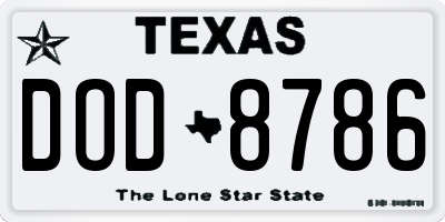 TX license plate DOD8786