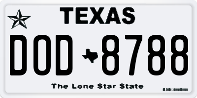 TX license plate DOD8788