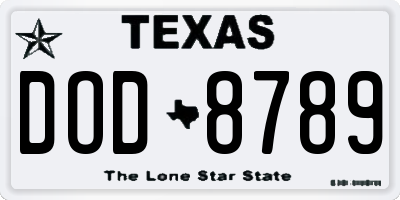 TX license plate DOD8789