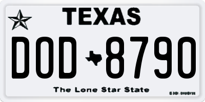 TX license plate DOD8790