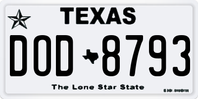 TX license plate DOD8793