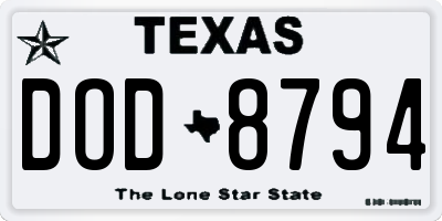 TX license plate DOD8794