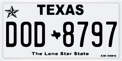 TX license plate DOD8797