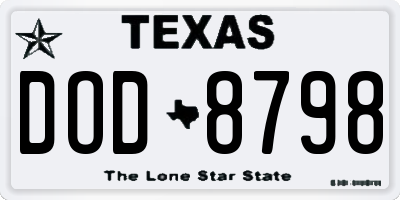 TX license plate DOD8798