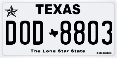 TX license plate DOD8803