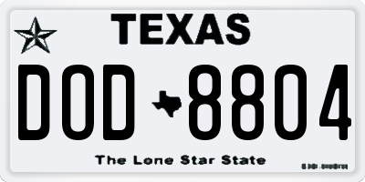 TX license plate DOD8804