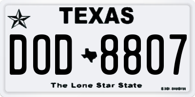 TX license plate DOD8807