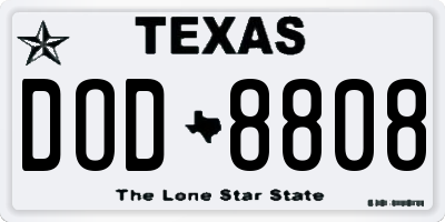 TX license plate DOD8808