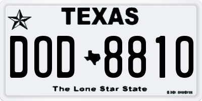 TX license plate DOD8810
